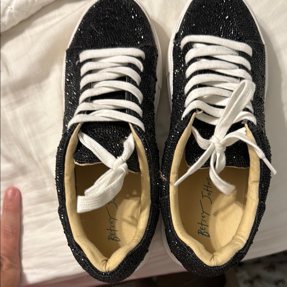 Betsey Johnson Black Glitter Sneakers